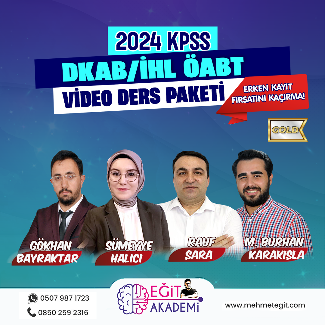 KPSS 2024 DKAB ÖABT Video Eğitim GOLD Paket