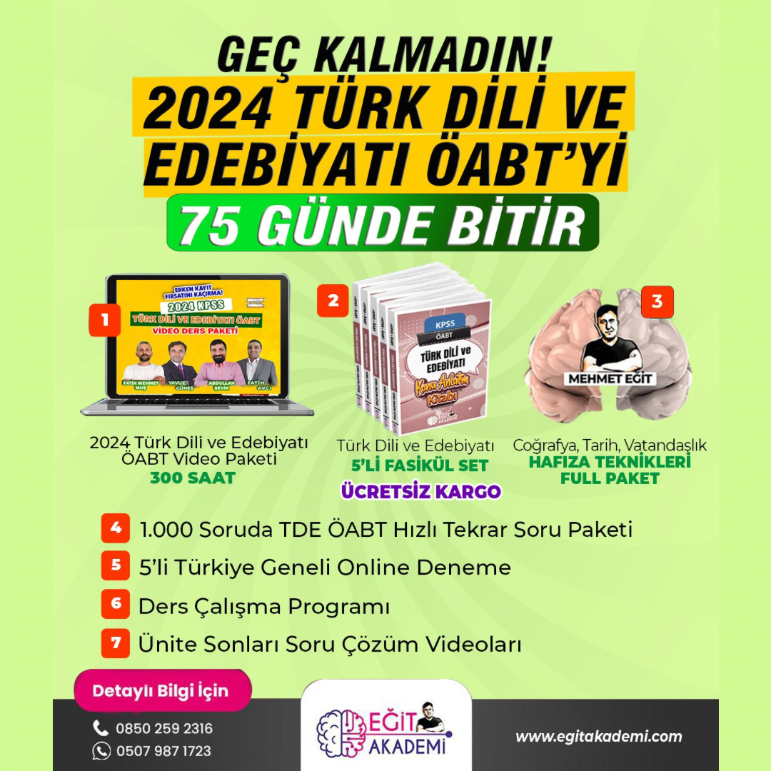 75 Günde 2024 Türk Dili ve Edebiyatı ÖABT  / Video Ders