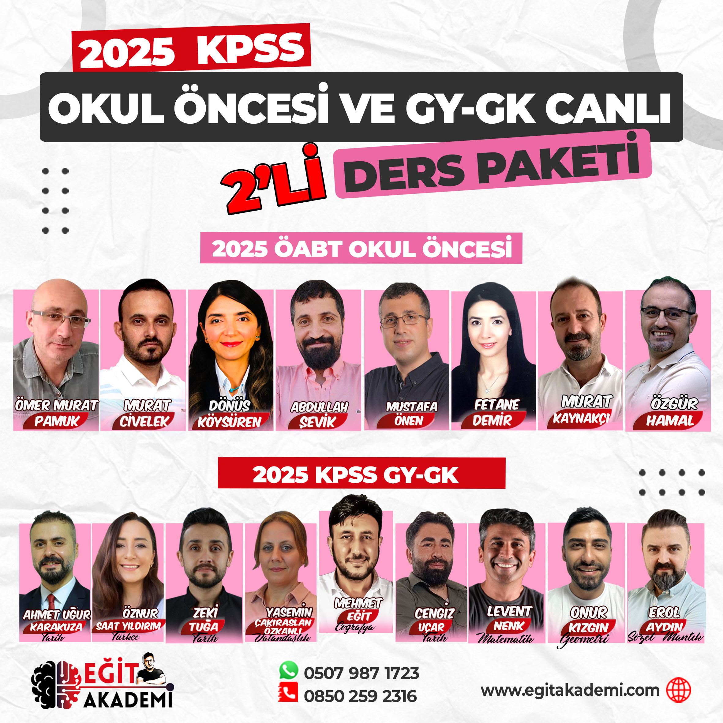 KPSS 2025 OKUL ÖNCESİ ÖABT VE GYGK 2’Lİ CANLI DERS PAKETİ