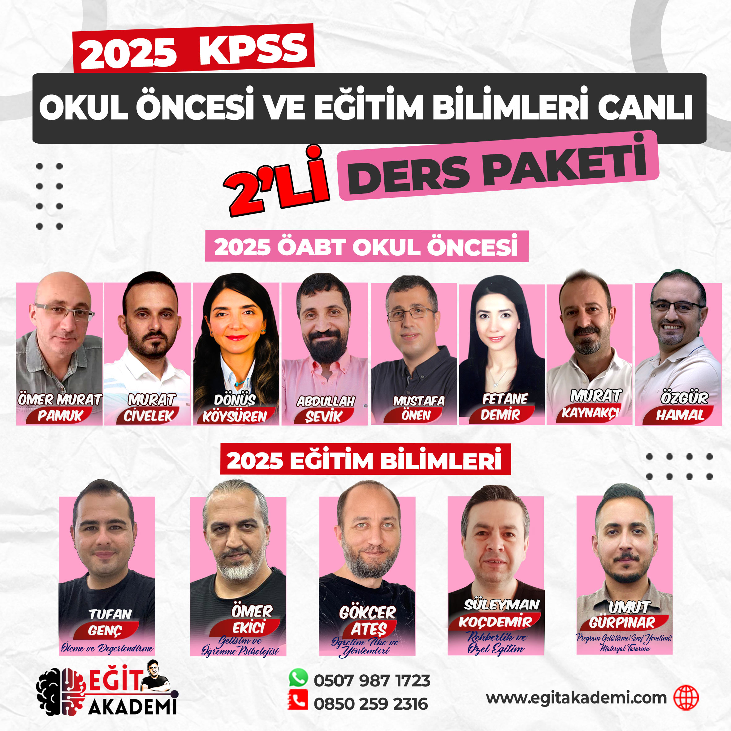 KPSS 2025 OKUL ÖNCESİ ÖABT VE EĞİTİM BİLİMLERİ 2’Lİ CANLI DERS PAKETİ