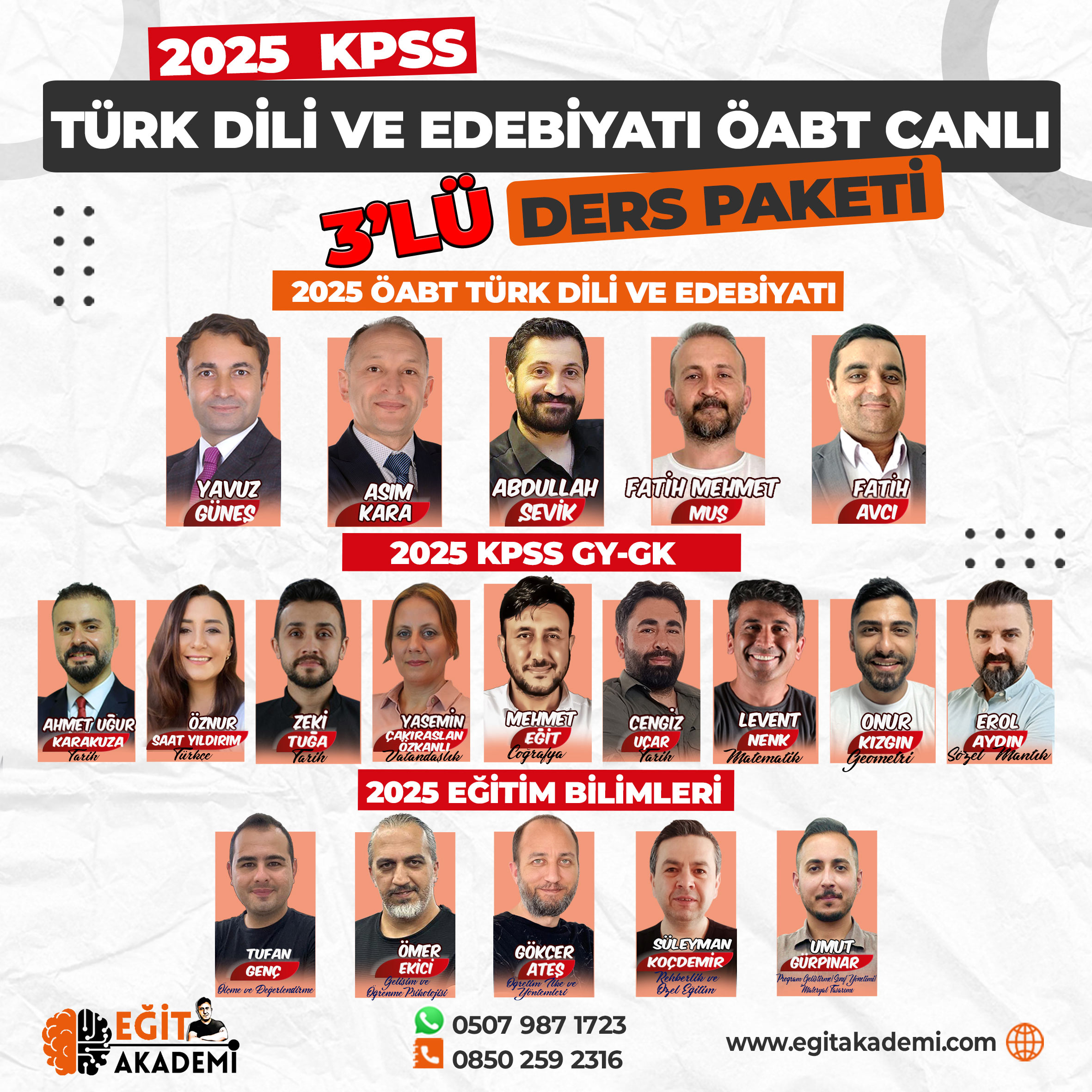 KPSS 2025 TÜRK DİLİ VE EDEBİYATI ÖABT + GYGK + EĞİTİM BİLİMLERİ 3’LÜ CANLI /VİDEO DERS PAKETİ