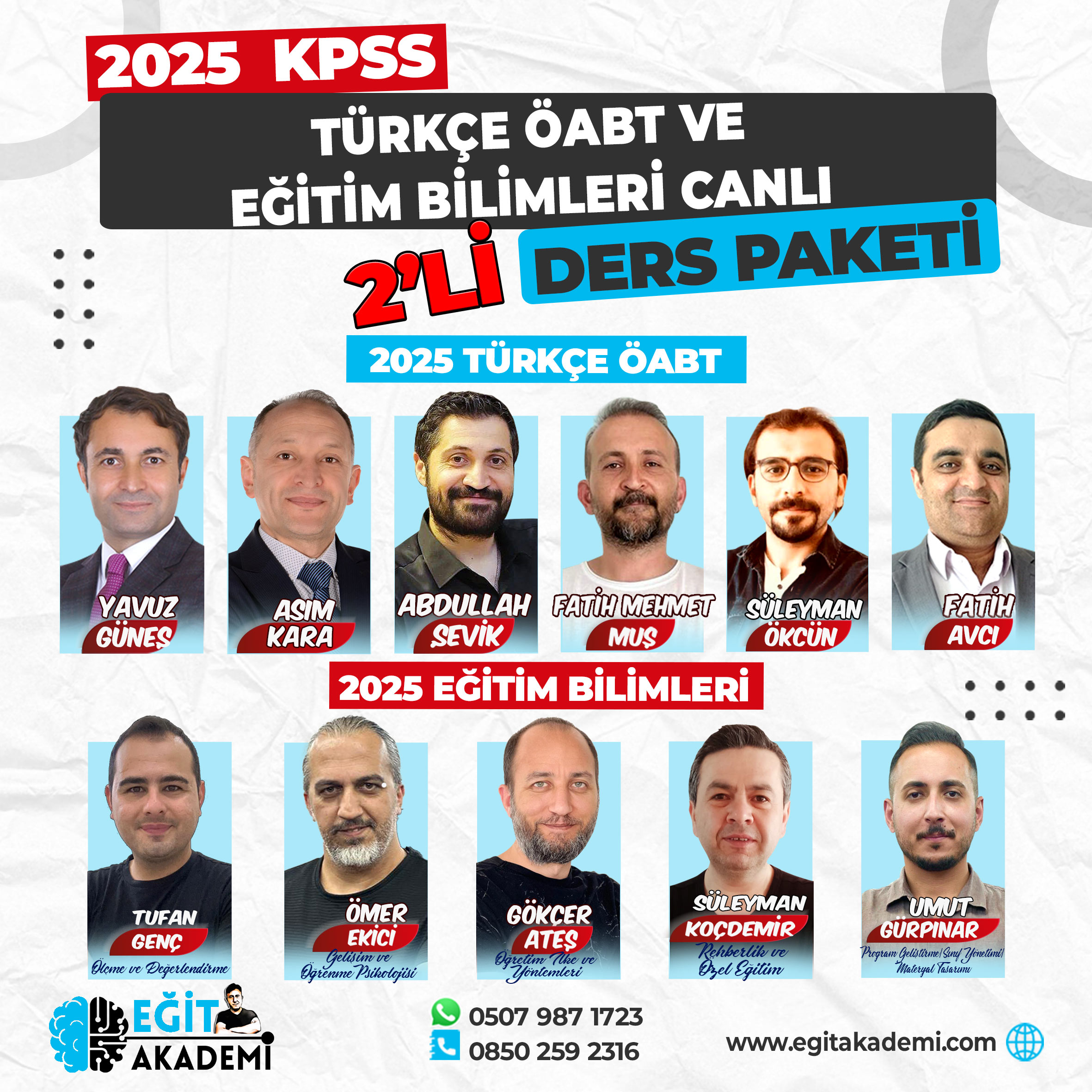 KPSS 2025 TÜRKÇE ÖABT VE EĞİTİM BİLİMLERİ 2’Lİ CANLI DERS PAKETİ