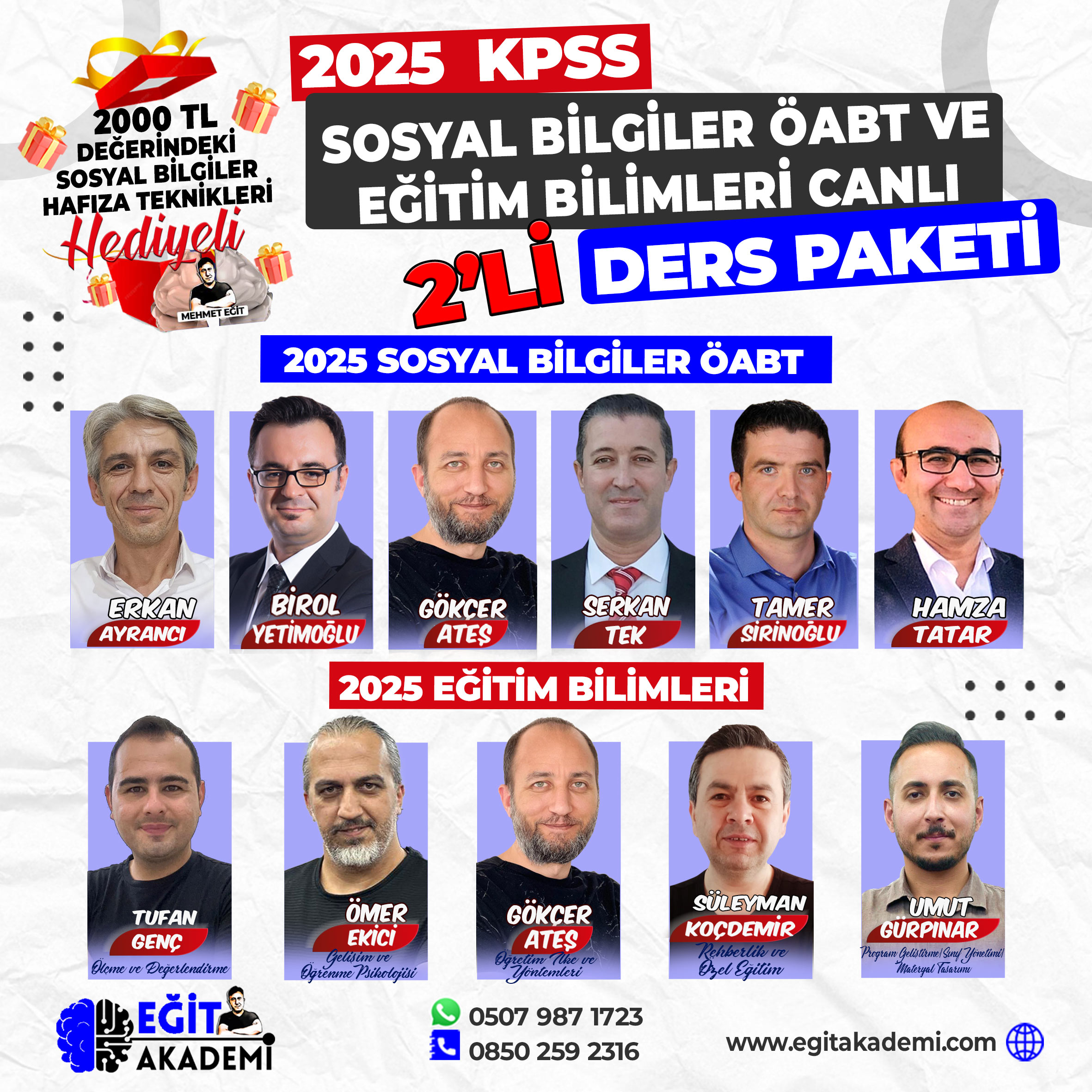 KPSS 2025 Sosyal Bilgiler ÖABT VE EĞİTİM BİLİMLERİ 2’Lİ CANLI DERS PAKETİ