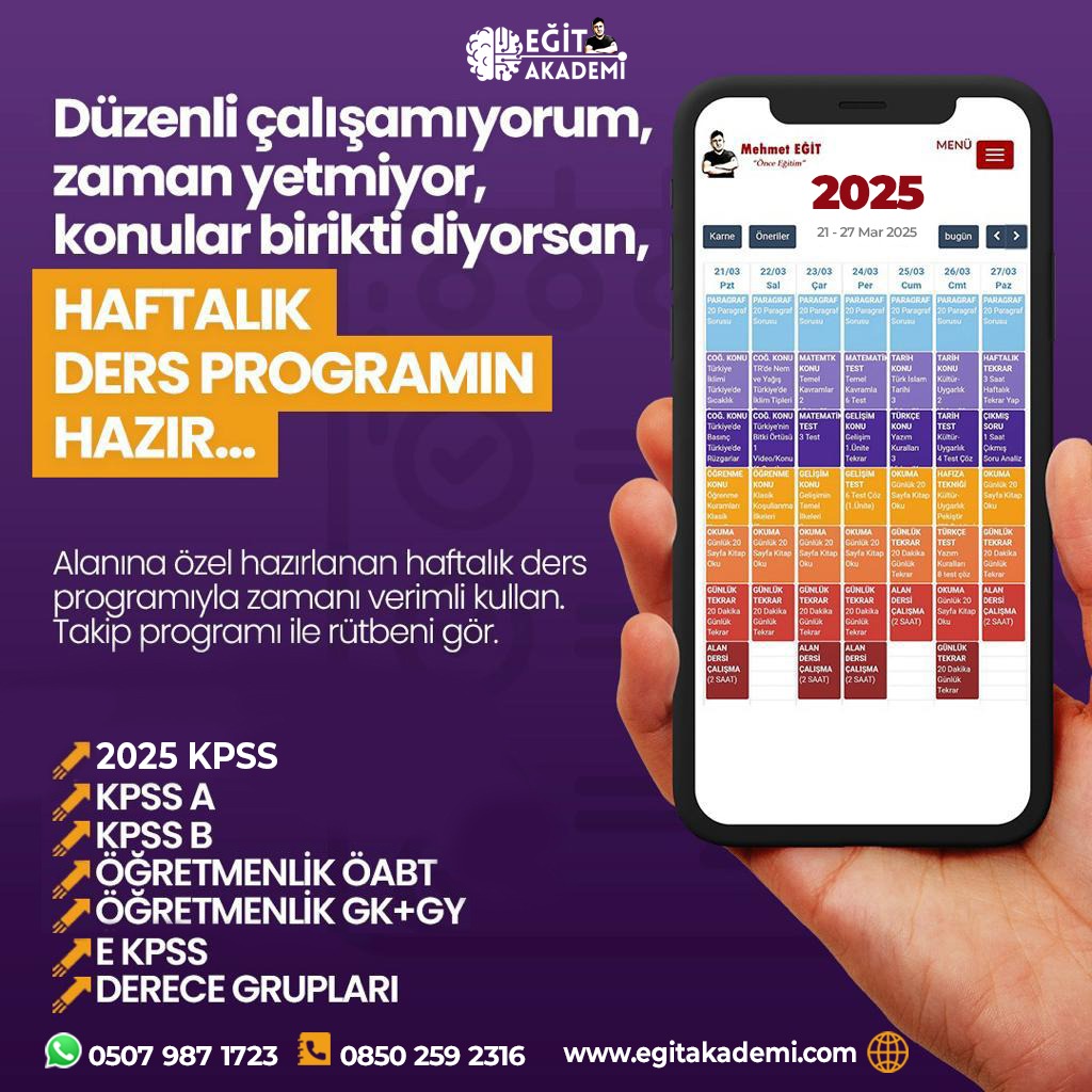 KPSS DERS ÇALIŞMA ve TAKİP PROGRAMI