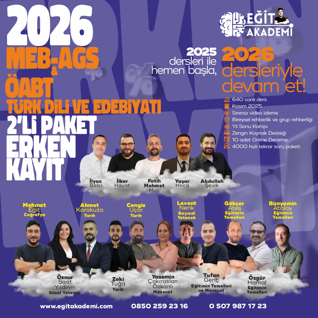 2026 Türk Dili ve Edebiyatı ÖABT + MEB-AGS 2’Lİ EĞİTİM PAKETİ CANLI/ VİDEO