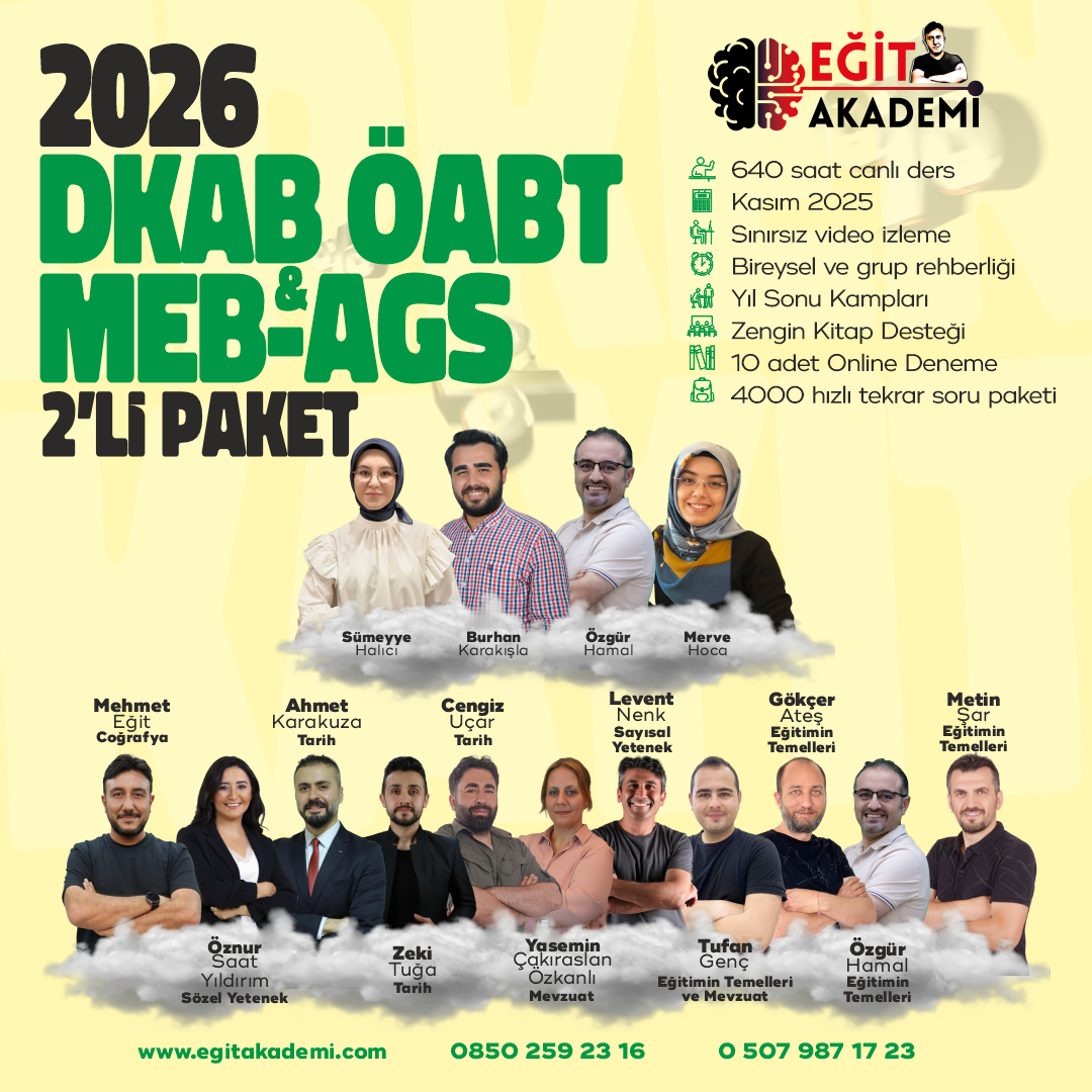 2026 DKAB/İHL ÖABT + MEB-AGS 2’Lİ CANLI / VİDEO EĞİTİM PAKETİ