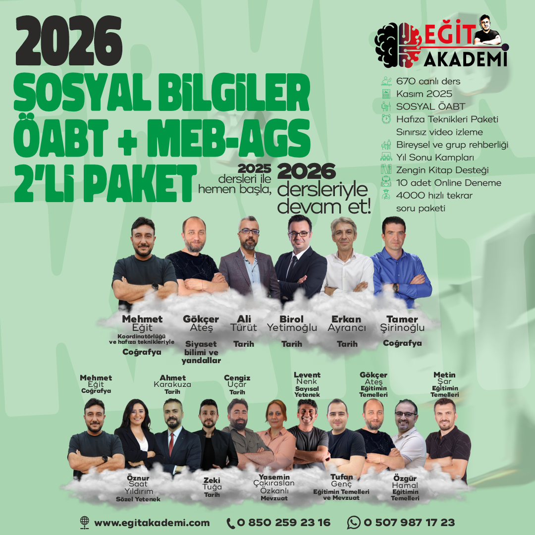 2026 Sosyal Bilgiler ÖABT + MEB-AGS 2’li Canlı / Video Ders