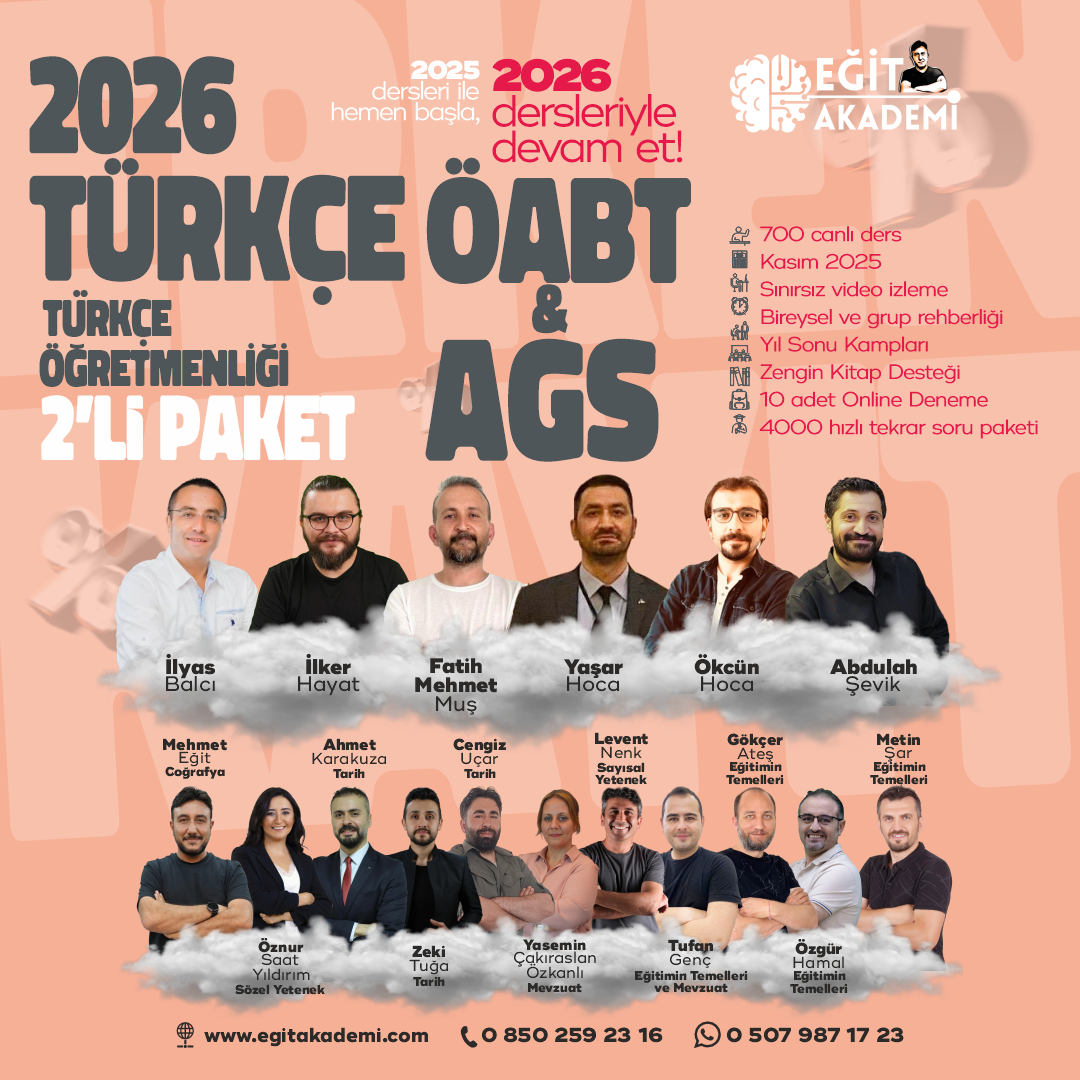 2026 Türkçe ÖABT + MEB-AGS 2’Lİ EĞİTİM PAKETİ CANLI/ VİDEO