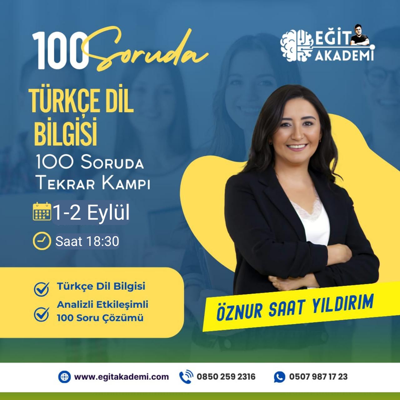 2025 KPSS Öznur SAAT YILDIRIM 100 Soruda Dil Bilgisi Türkçe Kampı