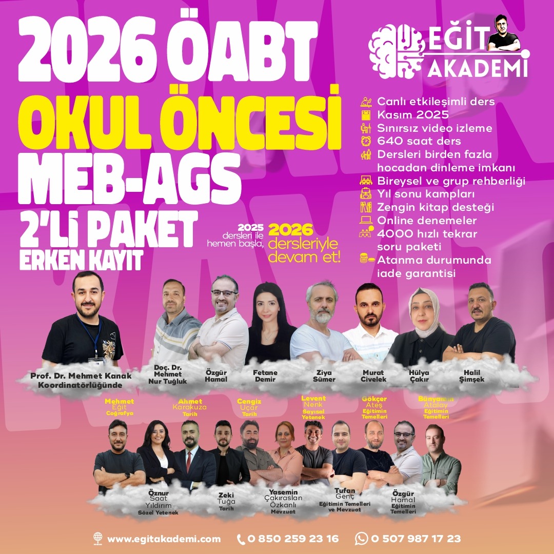 2026 OKUL ÖNCESİ ÖABT + MEB-AGS 2’Lİ CANLI/VİDEO EĞİTİM PAKETİ
