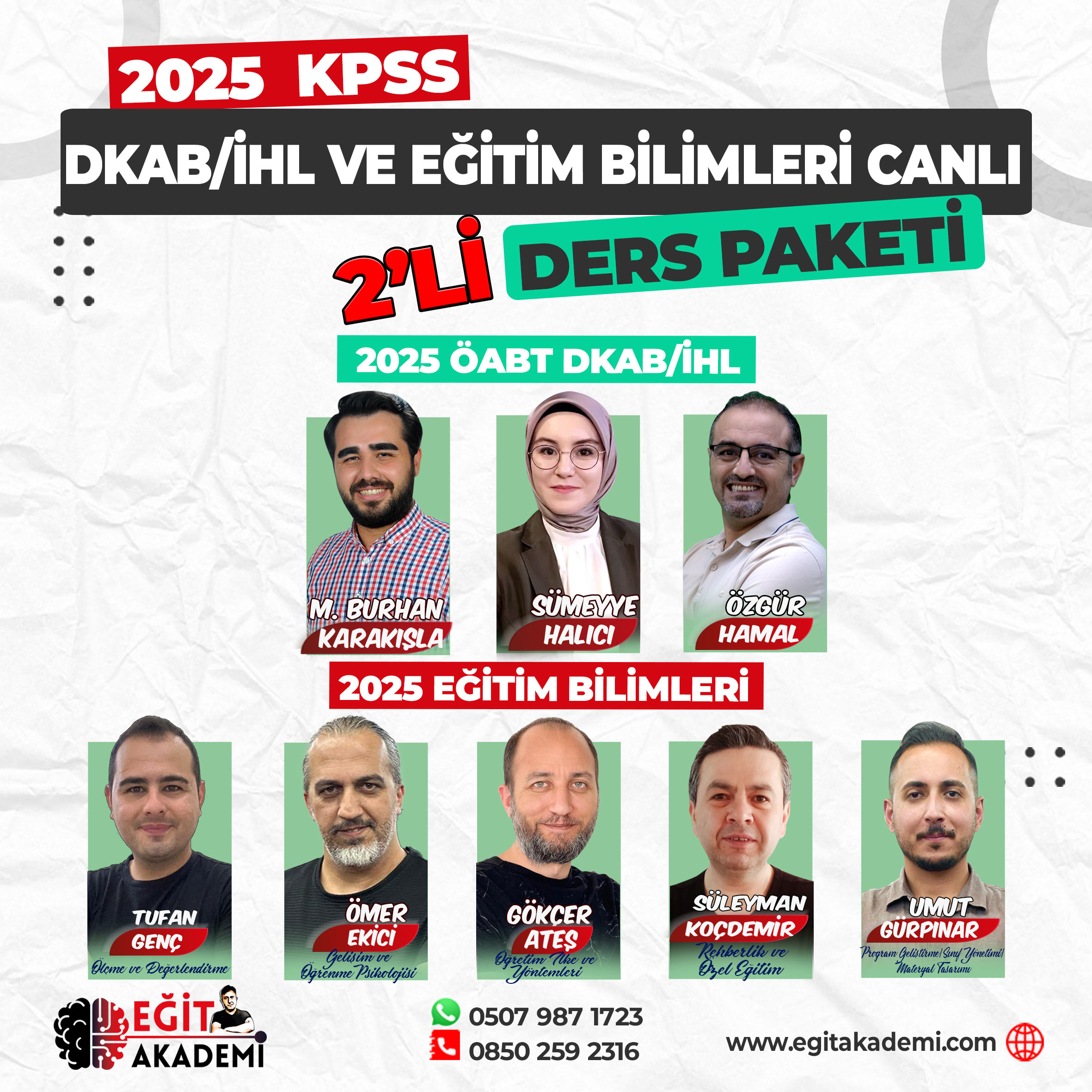 KPSS 2025 DKAB / İHL ÖABT VE EĞİTİM BİLİMLERİ 2’Lİ CANLI DERS PAKETİ