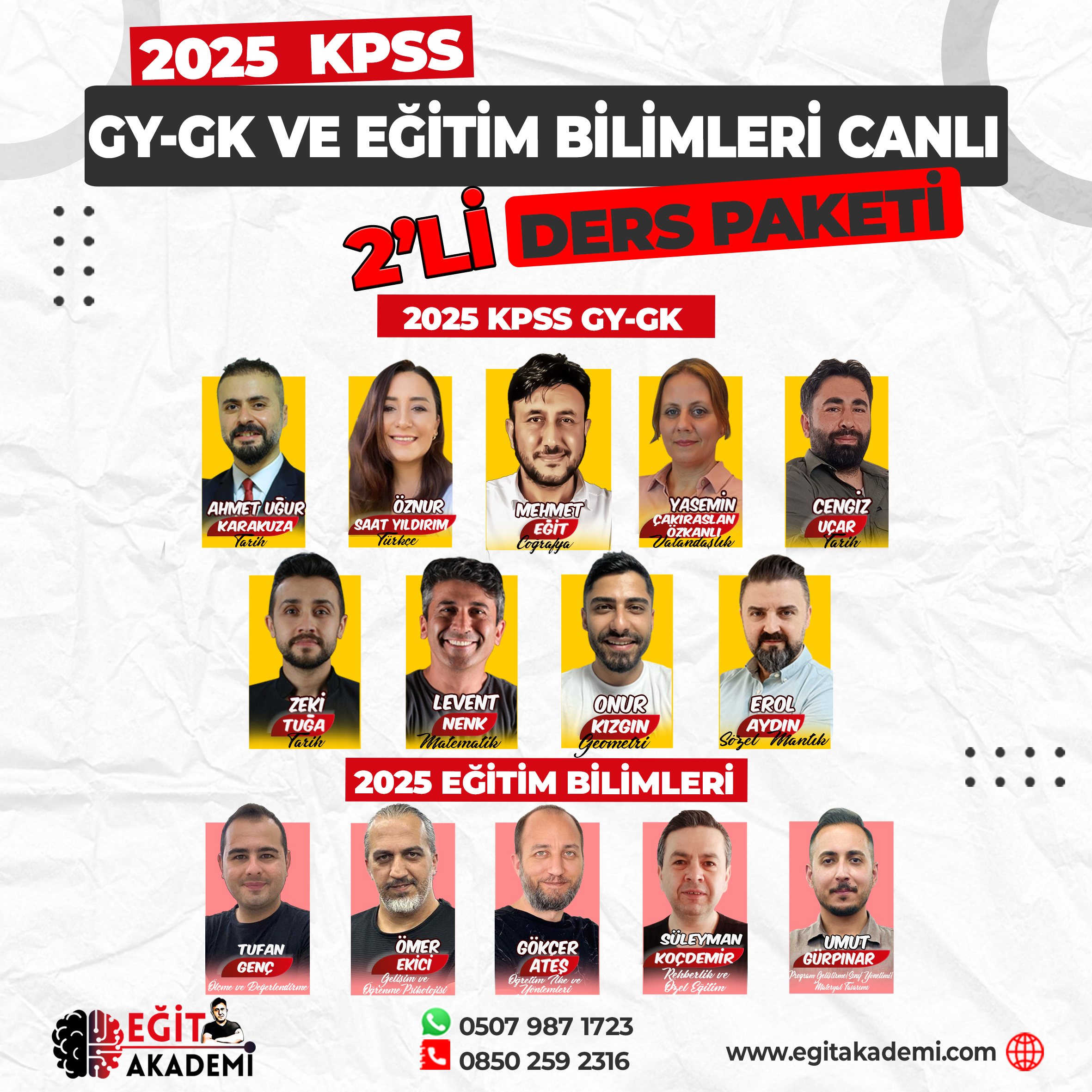 KPSS 2025 GENEL YETENEK-GENEL KÜLTÜR ve EĞİTİM BİLİMLERİ 2’Lİ CANLI DERS PAKETİ